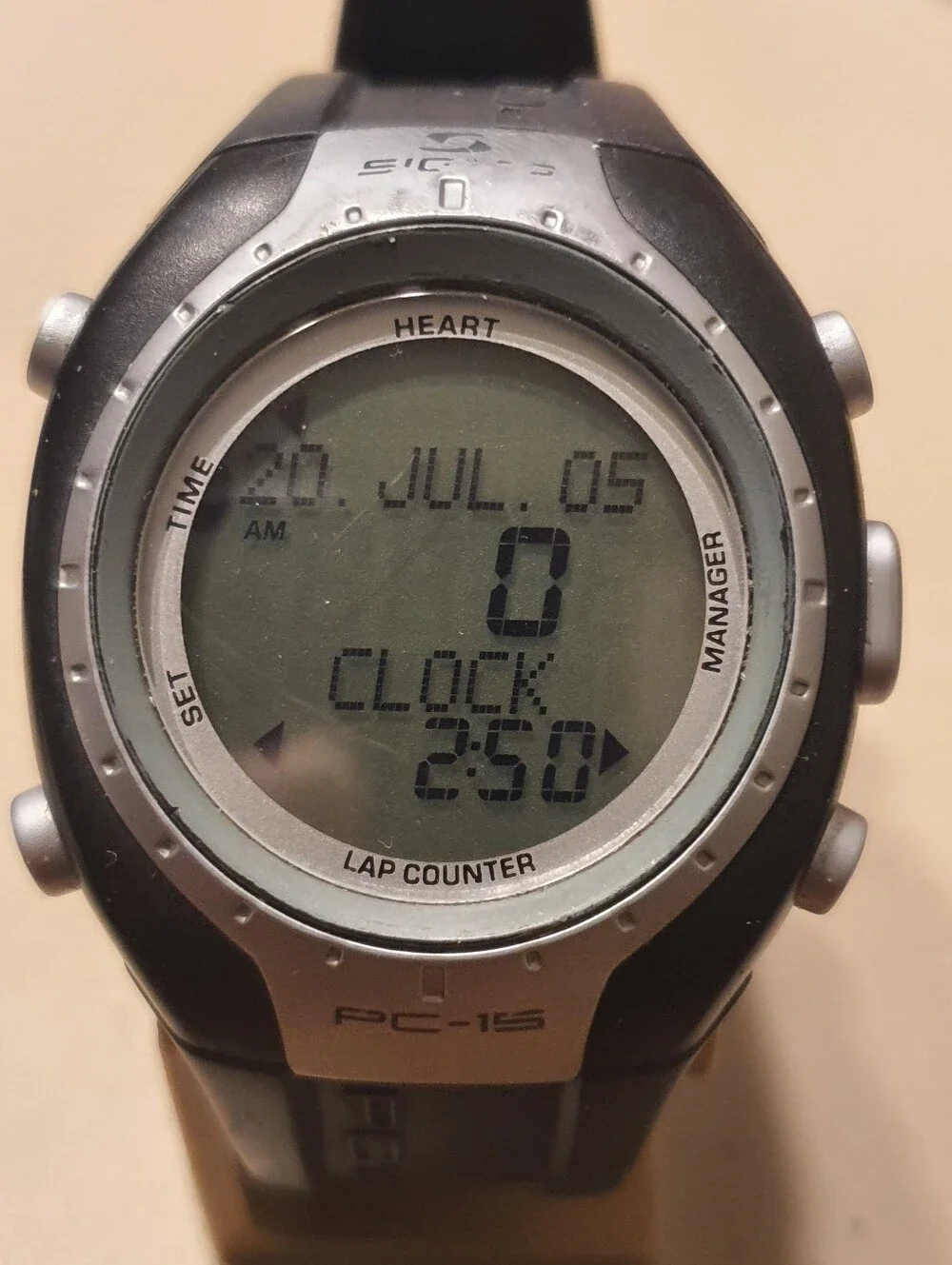 10/$20 Vtg Sigma PC-15 Unisex Digital Alarm Chrono Heart Rate Monitor Watch